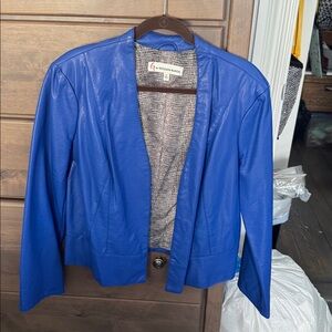 G by Giuliana Rancic blue faux leather blazer jacket Women’s sz XL NWOT